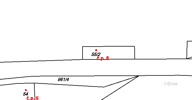 Smolov 8, Bělá nad Radbuzou na parcele st. 55/2 v KÚ Smolov, Katastrální mapa