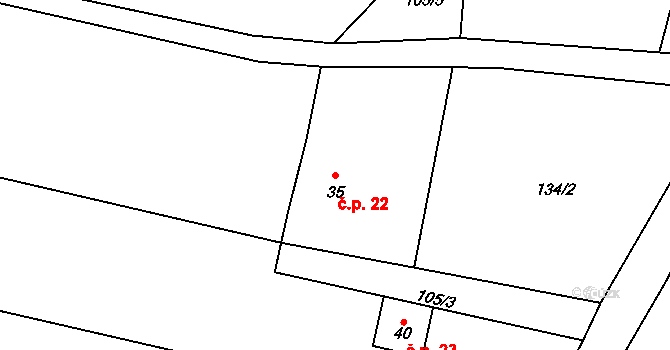 Černice 22, Chanovice na parcele st. 35 v KÚ Černice u Defurových Lažan, Katastrální mapa