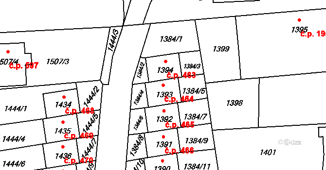 Postřelmov 464 na parcele st. 1393 v KÚ Postřelmov, Katastrální mapa