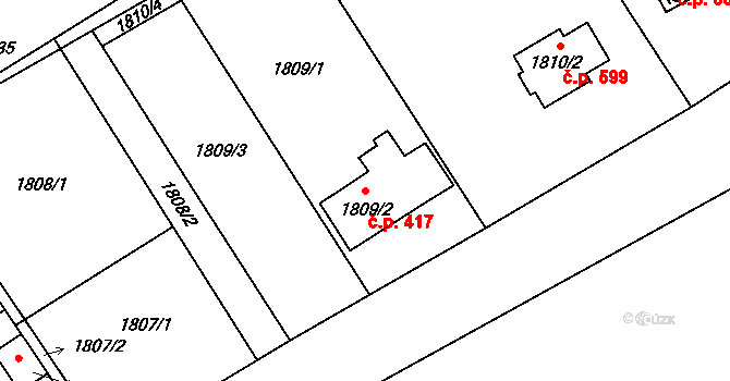 Suchdol nad Odrou 417 na parcele st. 1809/2 v KÚ Suchdol nad Odrou, Katastrální mapa