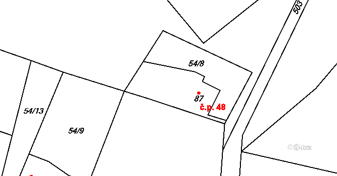 Kletečná 48, Humpolec na parcele st. 87 v KÚ Kletečná u Humpolce, Katastrální mapa