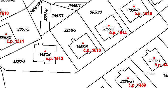 Chotěboř 1513 na parcele st. 3856/5 v KÚ Chotěboř, Katastrální mapa