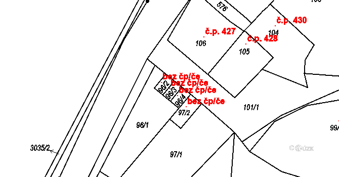 Měřín 100553591 na parcele st. 96/3 v KÚ Pustina u Měřína, Katastrální mapa
