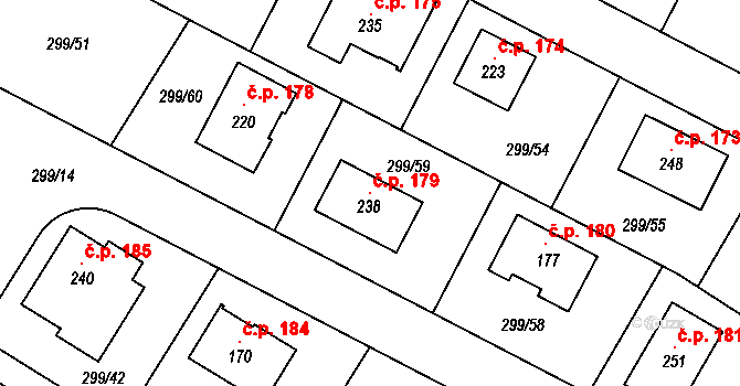 U Vodojemu 179, Bavoryně na parcele st. 238 v KÚ Bavoryně, Katastrální mapa