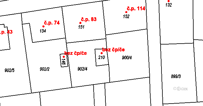 Vřeskovice 109120591 na parcele st. 210 v KÚ Vřeskovice, Katastrální mapa