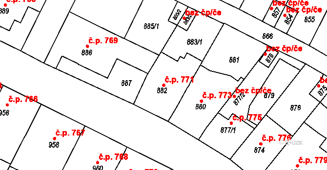 Moravský Krumlov 771 na parcele st. 882 v KÚ Moravský Krumlov, Katastrální mapa
