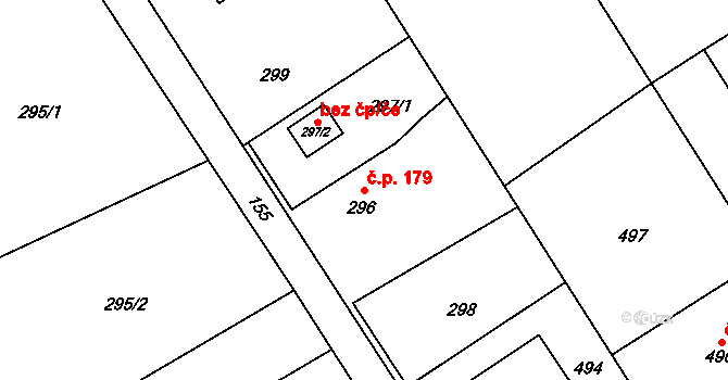 Přerov VII-Čekyně 179, Přerov na parcele st. 296 v KÚ Čekyně, Katastrální mapa