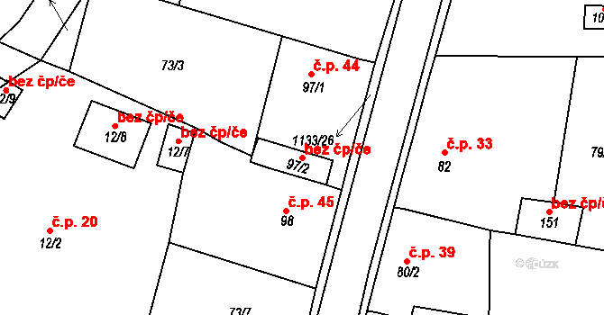 Velemín 120346591 na parcele st. 97/2 v KÚ Bílý Újezd, Katastrální mapa