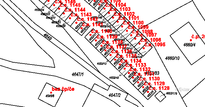 Jihlava 1137 na parcele st. 4653/14 v KÚ Jihlava, Katastrální mapa