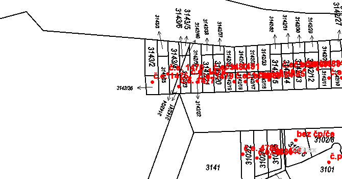 Jihlava 1477 na parcele st. 3142/24 v KÚ Jihlava, Katastrální mapa