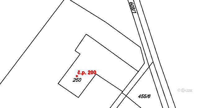 Vilémov 200 na parcele st. 250 v KÚ Vilémov u Šluknova, Katastrální mapa
