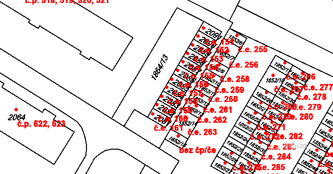 Hrušovany u Brna 158 na parcele st. 2084 v KÚ Hrušovany u Brna, Katastrální mapa