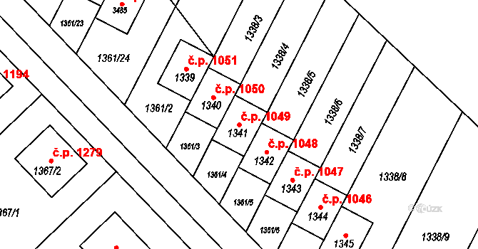 Rýmařov 1049 na parcele st. 1341 v KÚ Rýmařov, Katastrální mapa