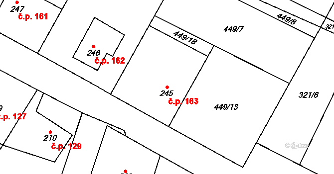 Rychaltice 163, Hukvaldy na parcele st. 245 v KÚ Rychaltice, Katastrální mapa