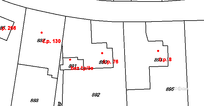 Horní Těrlicko 76, Těrlicko na parcele st. 890 v KÚ Horní Těrlicko, Katastrální mapa
