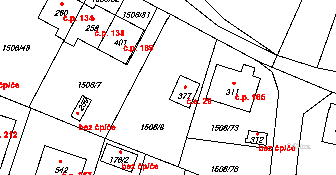Olbramovice Ves 29, Olbramovice na parcele st. 377 v KÚ Olbramovice u Votic, Katastrální mapa