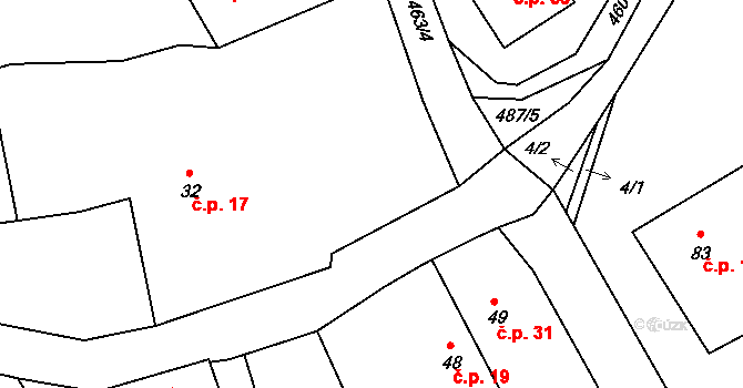 Lažany 17 na parcele st. 32 v KÚ Lažany u Sychrova, Katastrální mapa