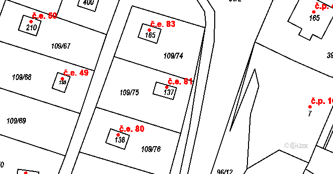 Stěžírky 81, Stěžery na parcele st. 137 v KÚ Stěžírky, Katastrální mapa