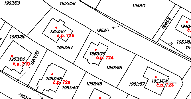 Semily 724 na parcele st. 1953/79 v KÚ Semily, Katastrální mapa