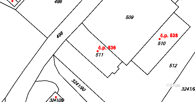 Střekov 536, Ústí nad Labem na parcele st. 511 v KÚ Střekov, Katastrální mapa