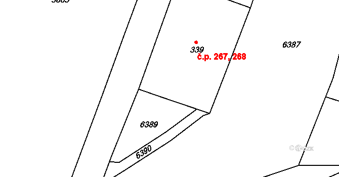 Hnátnice 267,268 na parcele st. 339 v KÚ Hnátnice, Katastrální mapa