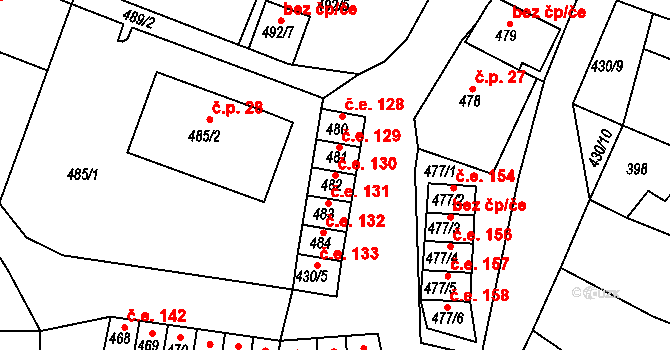 Miřetice u Klášterce nad Ohří 130, Klášterec nad Ohří na parcele st. 482 v KÚ Miřetice u Klášterce nad Ohří, Katastrální mapa