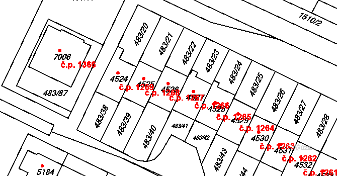 Horka-Domky 1267, Třebíč na parcele st. 4526 v KÚ Třebíč, Katastrální mapa