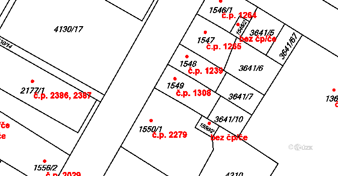 Břeclav 1308 na parcele st. 1549 v KÚ Břeclav, Katastrální mapa