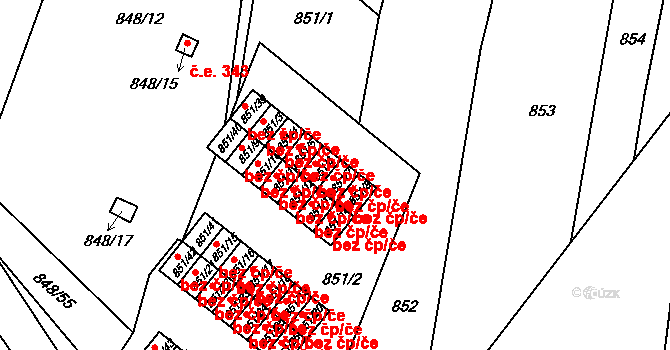 Obřany 437, Brno na parcele st. 851/7 v KÚ Obřany, Katastrální mapa