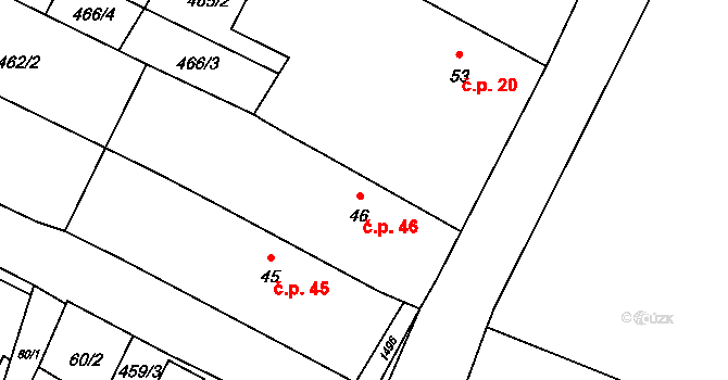 Nuzice 46, Týn nad Vltavou na parcele st. 46 v KÚ Nuzice, Katastrální mapa
