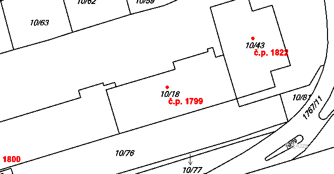 Trnovany 1799, Teplice na parcele st. 10/18 v KÚ Teplice-Trnovany, Katastrální mapa