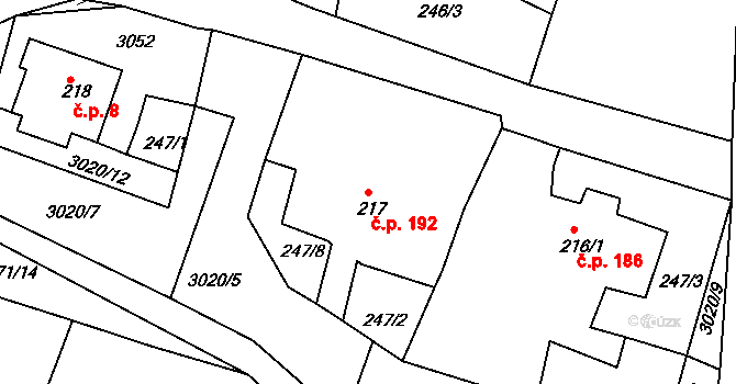 Černilov 192 na parcele st. 217 v KÚ Černilov, Katastrální mapa
