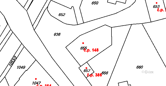Jablůnka 148 na parcele st. 655 v KÚ Jablůnka, Katastrální mapa
