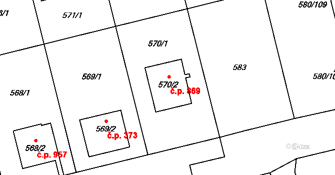 Kamýk 869, Praha na parcele st. 570/2 v KÚ Kamýk, Katastrální mapa