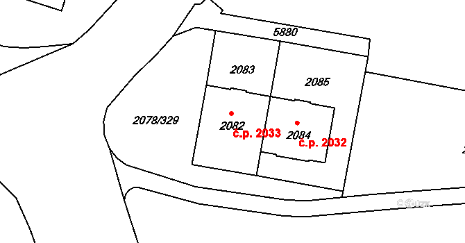 Záběhlice 2033, Praha na parcele st. 2082 v KÚ Záběhlice, Katastrální mapa