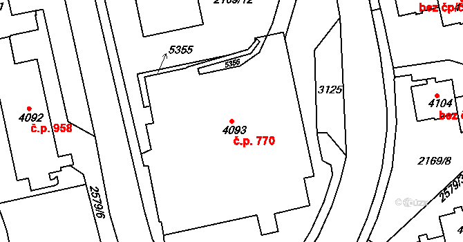 Střední Předměstí 770, Trutnov na parcele st. 4093 v KÚ Trutnov, Katastrální mapa