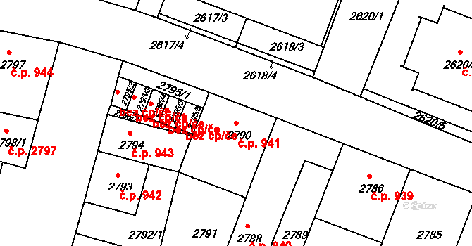 České Budějovice 3 941, České Budějovice na parcele st. 2790 v KÚ České Budějovice 3, Katastrální mapa