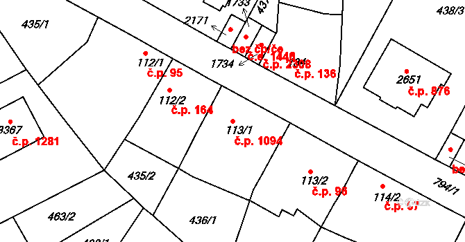 Sezimovo Ústí 1094 na parcele st. 113/1 v KÚ Sezimovo Ústí, Katastrální mapa