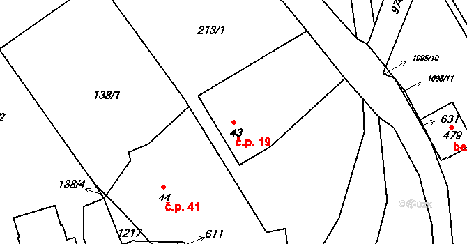 Batňovice 19 na parcele st. 43 v KÚ Batňovice, Katastrální mapa