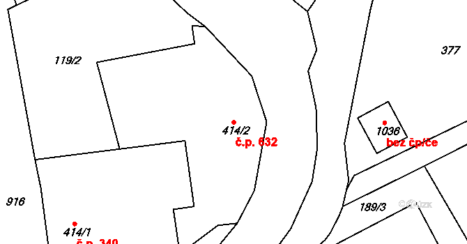 Hostinné 632 na parcele st. 414/2 v KÚ Hostinné, Katastrální mapa
