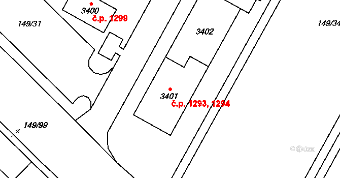 Bolevec 1293,1294, Plzeň na parcele st. 3401 v KÚ Bolevec, Katastrální mapa