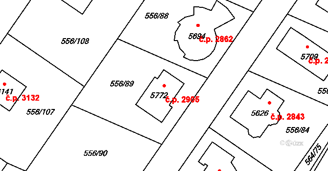 Šumperk 2905 na parcele st. 5772 v KÚ Šumperk, Katastrální mapa