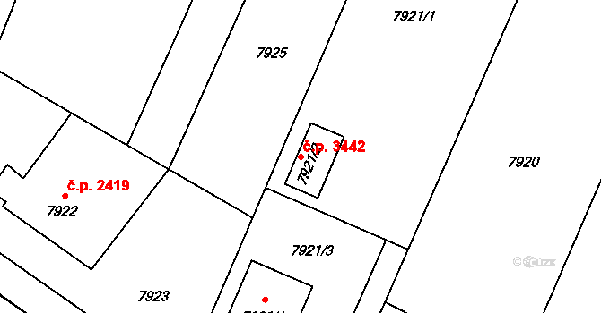 Frýdek 3442, Frýdek-Místek na parcele st. 7921/2 v KÚ Panské Nové Dvory, Katastrální mapa