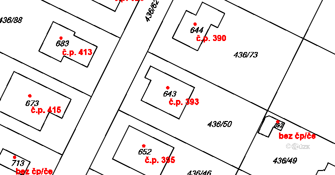 Opatovice nad Labem 393 na parcele st. 643 v KÚ Opatovice nad Labem, Katastrální mapa