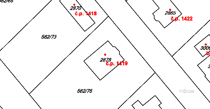 Neratovice 1419 na parcele st. 2878 v KÚ Neratovice, Katastrální mapa
