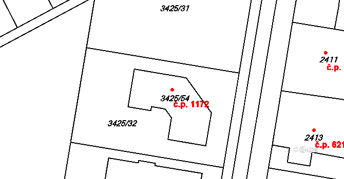 Rohatec 1172 na parcele st. 3425/54 v KÚ Rohatec, Katastrální mapa