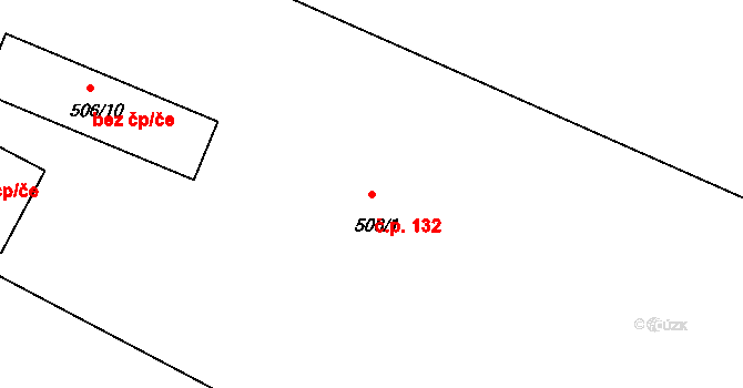 Ostrata 132 na parcele st. 506/1 v KÚ Ostrata, Katastrální mapa