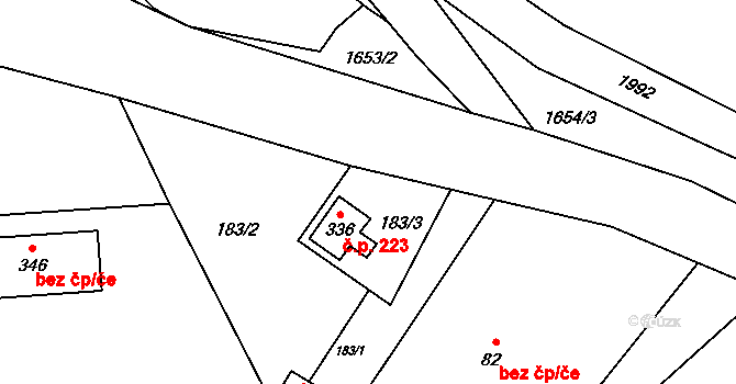 Petrovice 223 na parcele st. 336 v KÚ Petrovice ve Slezsku, Katastrální mapa