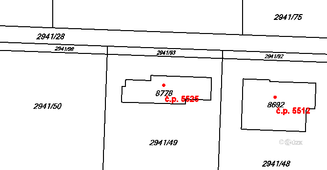 Zlín 5525 na parcele st. 8778 v KÚ Zlín, Katastrální mapa