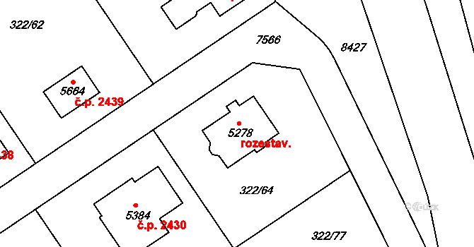 Uherský Brod 2429 na parcele st. 5278 v KÚ Uherský Brod, Katastrální mapa